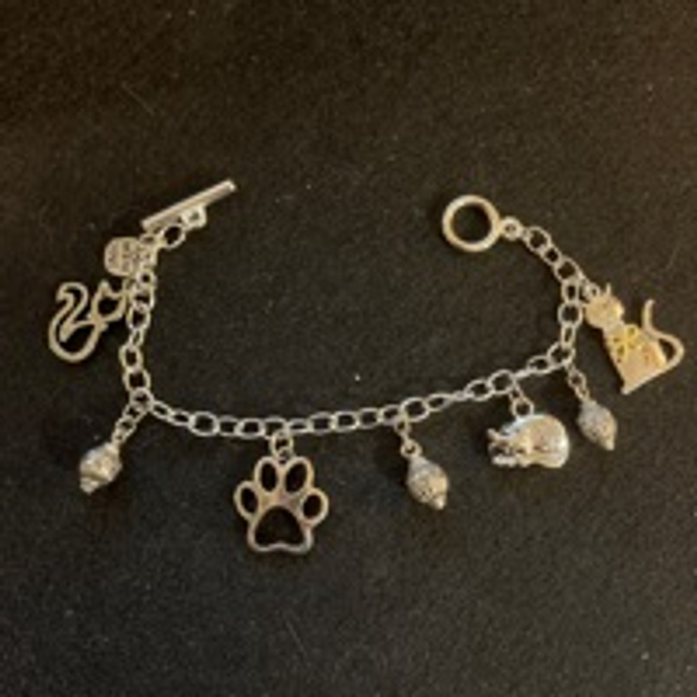Women's Cat Charm Bracelet Silver
